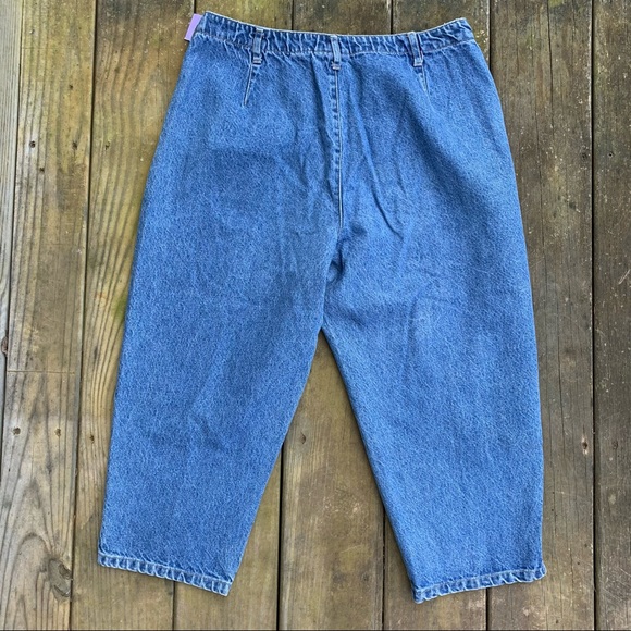 Vintage 80s Blue 100% Cotton Denim High Waisted Straight Leg Cropped Capri Pants - Picture 12 of 16